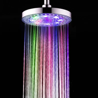 Pommeau de douche mural moderne en ABS chromé de 8 pouces à LED, haute pression, multicolore, à changement rapide de 7 couleurs, effet pluie