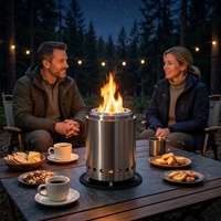 Mini foyer de table Jocreek 22 cm en acier inoxydable 201, portable pour le camping et le chauffage extérieur