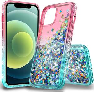 TENCHEN Luxus Clear Love Herz Pailletten Treibsand Telefon abdeckung Liquid Glitter Bling Handy hülle für Iphone 13 14 15 - Product Image 1