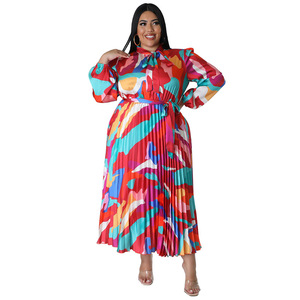<span class=keywords><strong>Abito</strong></span> da donna bestseller a maniche lunghe stampato plissettato <span class=keywords><strong>taglie</strong></span> <span class=keywords><strong>forti</strong></span> - Product Image 3