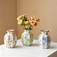 Petit vase en porcelaine bleue et blanche à quatre losanges, vase à fleurs octogonal en verre de Jingdezhen pour la décoration de salon ou de bureau