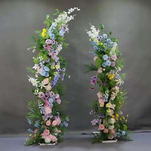 Composition florale pour arche de mariage, toile de fond florale artificielle, décoration de toile de fond en fausses roses roses - Product Image 4