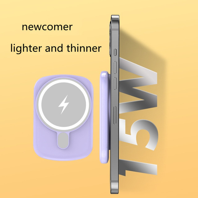 Magnetic Wireless Charging Power Bank 15W Fast Charger with 10W Output Magnetic Phone Charger