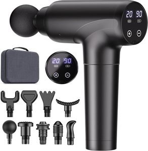 Pistolet de massage professionnel à 8 têtes, masseur musculaire à percussion profonde avec écran LCD pour une relaxation musculaire améliorée - Product Image 1