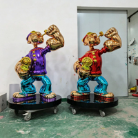 Grande sculpture en fibre de verre électroplaquée Popeye, taille et couleur personnalisées, statue de dessin animé pour décoration intérieure de centre commercial