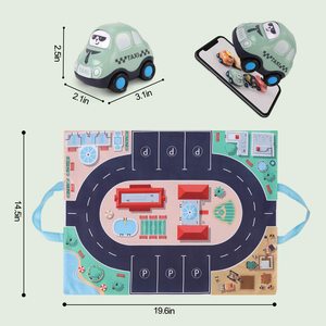 Ensemble de 6 voitures en plastique à <span class=keywords><strong>friction</strong></span> unisexe, tapis de jeu, sac de rangement pour bébé, jouets éducatifs pour les tout-petits - Product Image 3