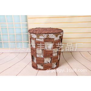 <b>Wicker</b> <b>Laundry</b> <b>Basket</b> Round With Lid Clothing Storage Organizer For <b>Laundry</b> Room Standing Type GF 14 - Product Image 2