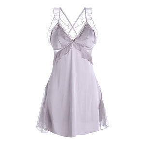 SMOOTH Ensemble de <span class=keywords><strong>Nuit</strong></span> 2 Pièces pour Femme, Robe de <span class=keywords><strong>Nuit</strong></span> et Peignoir Assorti, <span class=keywords><strong>en</strong></span> Satin de Luxe, à Bretelles Croisées et Dos Nu, Fabrication OEM Personnalisée, Private L - Product Image 6