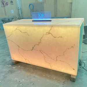 Barra de <span class=keywords><strong>Bar</strong></span> de Piedra Translúcida Retroiluminada Personalizada, Mostrador de Recepción con Iluminación LED para Bares y Hoteles - Product Image 2