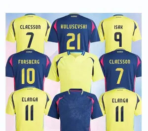 Schweden 2024 Euro Fußball Trikots Mannschaft Spielerversion 24 25 Forsberg JANSSON BERG EKDAL Ibrahimovic Fußballtrikots Herren Set