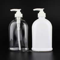 Nouvellement conception plat rond vide 300ml 10oz blanc Transparent PET Portable Lotion bouteille vide shampooing conteneur savon pompes
