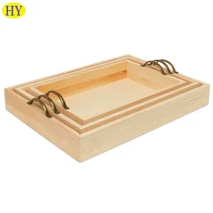 Ecofriendly Wood Office Food Organizer Nesting Trays Handmade White Wooden Serving Tray With Handle