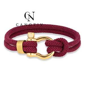 <span class=keywords><strong>Bracelet</strong></span> en corde tressée fait main en acier inoxydable fermoir en fer à cheval en métal doré <span class=keywords><strong>Bracelet</strong></span> pour hommes femmes bijoux de mode cadeau - Product Image 2