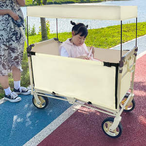 Carrito de playa portátil de 4 ruedas, carro plegable de acero inoxidable ensamblado, carro plegable para acampar al aire libre para venta al por mayor, OEM - Product Image 5