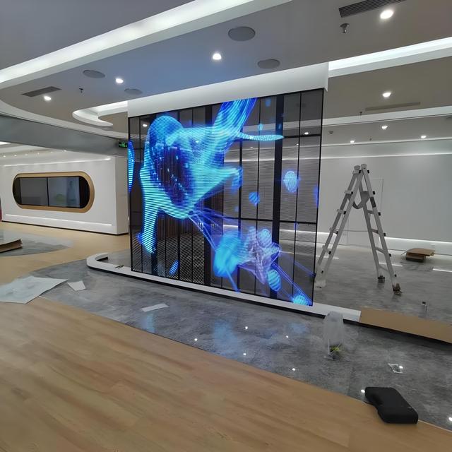 3D Indoor Transparent Screen Naked Eye Transparent P3.9-7.8 Full Color Invisible Shop Window Retail Advertising Display Film
