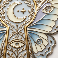 Broche en métal personnalisée en usine, motif papillon trou de serrure, émail dégradé bleu lavande, accessoire de costume