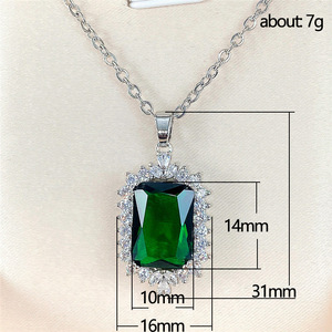 Collana con pendente vintage in zircone verde smeraldo per donna, elegante catena a clavicola, gioielli alla moda - Product Image 5