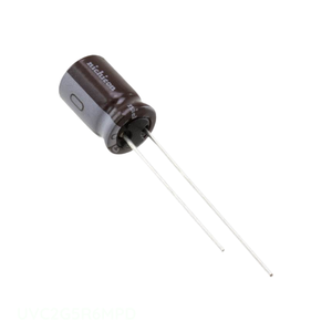 Condensador de Canal de Fabricante, Aluminio, 5.6uF, 20%, 400V, Radial, de Orificio Pasante, 5.6 uF UVC2G5R6MPD - Product Image 1