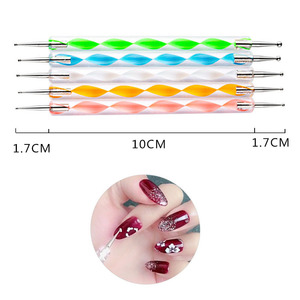 Lot de 5 stylos à double embout en acrylique pour nail art, outils de conception de motifs floraux et de points en spirale - Product Image 2