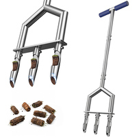 Aérateur de pelouse JH-Mech Custom Core Aerator à cadre renforcé en V, 3 dents creuses, tige multi-sections, aérateur à pointes métalliques