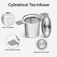 Ensemble infuseur à thé pour cuisine domestique en acier inoxydable avec couvercle en silicone, tamis à thé en maille fine détachable et poignée anti-brûlure