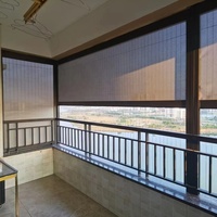 Stores verticaux électriques en bambou intégrés, pare-soleil extérieur coupe-vent, stores à fermeture éclair pour balcon, écrans en tissu pour jardin