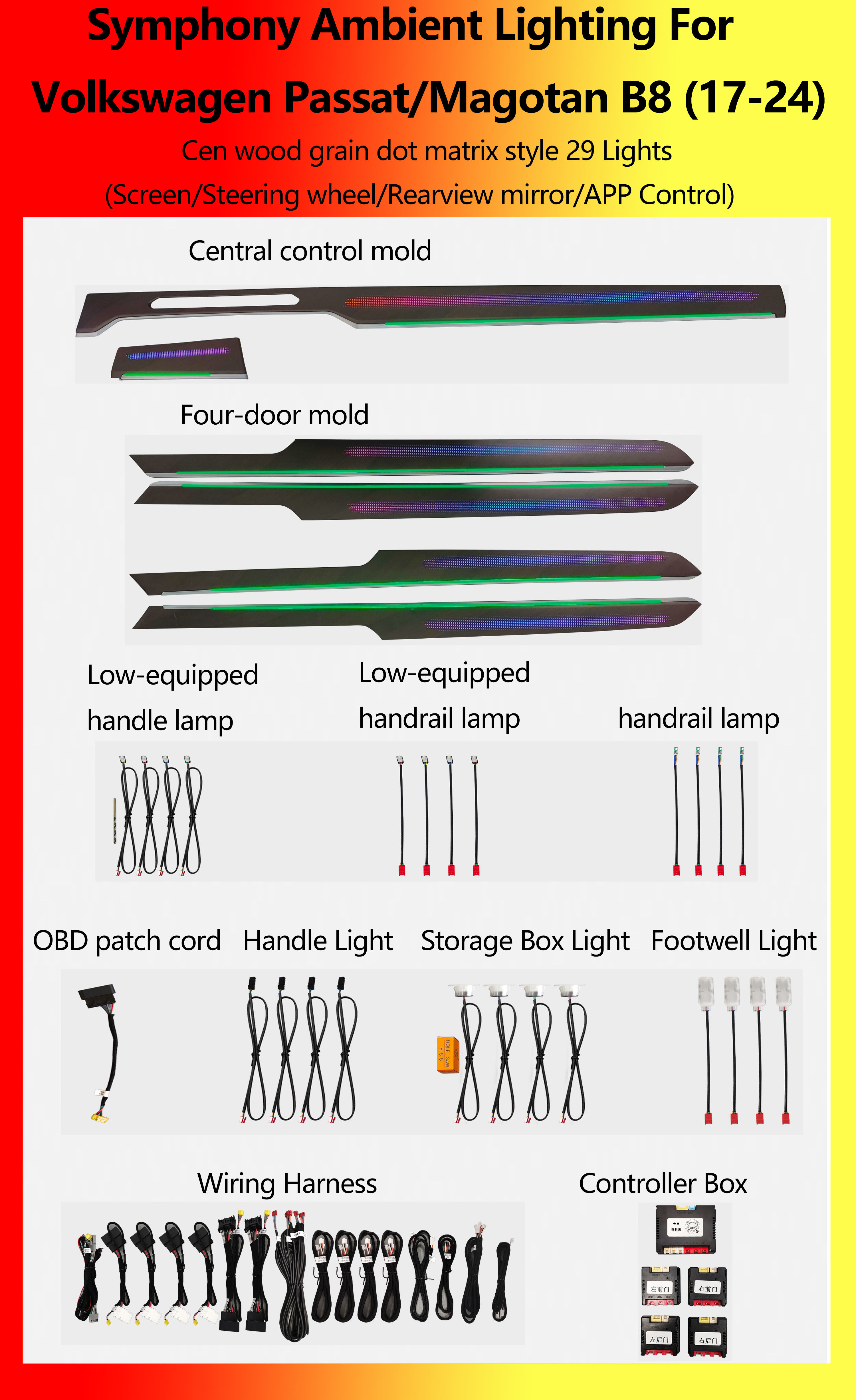Volkswagen Passat/Magotan B8 Cen wood grain dot matrix 29 Lights