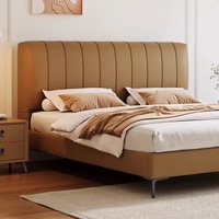 Meubles de maison haut de gamme Cadre de lit en bois Queen Lit de luxe avec tête de lit rembourrée en cuir Lit king size pour chambre à coucher