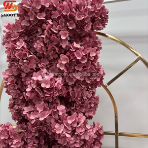 ดอกไฮเดรนเยียประดิษฐ์สีชมพูอมเทาแบบเรียบหรู รุ่นใหม่ล่าสุด เหมาะสำหรับตกแต่งงานแต่งงานและงานปาร์ตี้  แถวดอกไม้สีชมพูอมเทา - Product Image 5