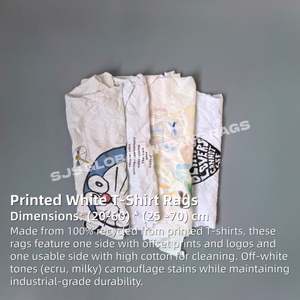 Trapos de Algodón para Limpieza Industrial, Paños de Algodón Blancos Impresos, Trapos de Camiseta, Trapos de Punto Blancos - Product Image 2