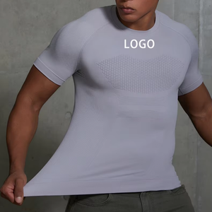 Camisetas de algodón 100% de alta calidad para hombre, ropa deportiva sin costuras con logotipo personalizado y ropa deportiva, tela de punto de estilo ajustado - Product Image 1