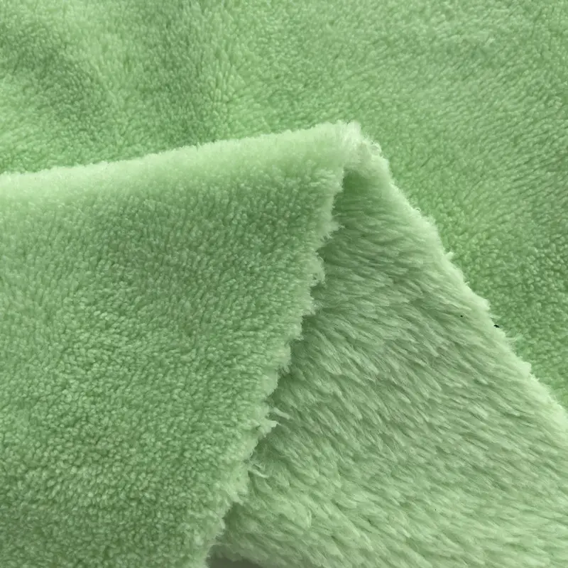 100% polyester super soft touch mint green double side coral fleece fabric for blanket