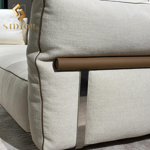 Cổ Điển Hiện Đại Ý Trắng L Hình Dạng 3 Chỗ Ngồi Nhung Vải Lanh Nhà Sảnh Sofa Ghế Cho Phòng Khách Biệt Thự - Product Image 6