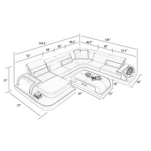 أحدث أريكة كلاسيكية حديثة مريحة على شكل U أريكة زاوية مقطعية - Product Image 6