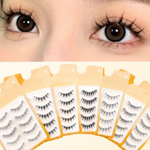 Lot de 5 faux cils en fibres végétales, volume naturel et effilé, pour l'angle extérieur, avec bande transparente fine, faits à la main, style Manga Lash No. Plante - Product Image 2