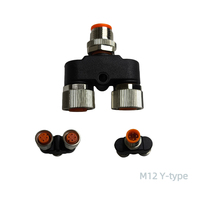 Connecteurs de capteur M12 IP67 étanches 4A 60V en nylon, type Y à trois voies, code A, 4 broches