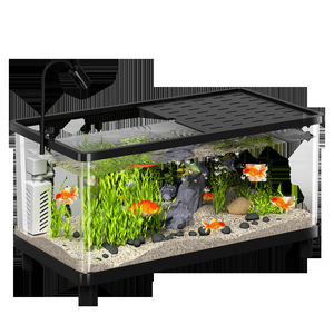 Acuario de escritorio rectangular para peces dorados con bomba de filtro y luz LED para decoración del hogar u oficina - Product Image 2