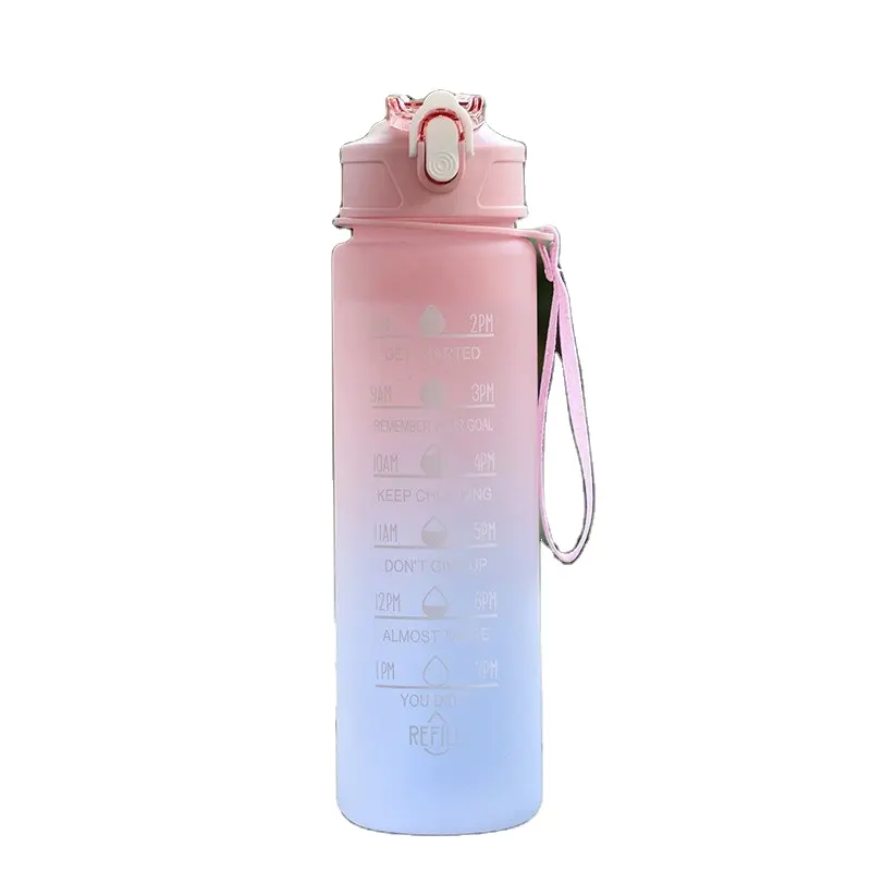 Spor kullanımı için degrade kullanımlık plastik açık spor bardaklar degrade su şişeleri ev araç gereçleri