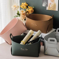 Porte-organisateur de cosmétiques en cuir PU panier décoratif pliable petit bac de rangement étagère organisateur de bureau plateaux