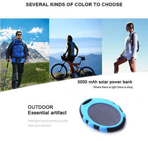 Banco de energía Solar portátil <span class=keywords><strong>para</strong></span> viaje al aire libre, doble salida, impermeable, batería de 5000mah <span class=keywords><strong>para</strong></span> cargador de teléfono móvil - Product Image 5
