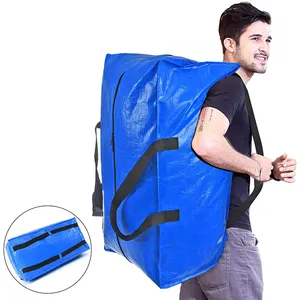 Wholesale Heavy Duty Waterproof Moving Storage Bag Extra Large Blue PP Woven Moving Boxes with Handle Tote Bag