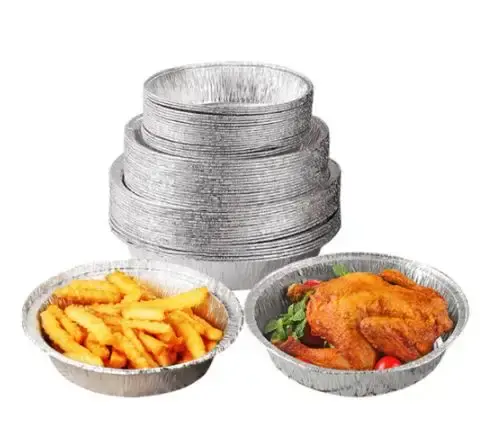 Disposable 250ML Round Packaging Box Silver Wrinkled Aluminum Foil Container Aluminum Bowls