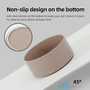 ODM OEM Respetuoso con el medio ambiente 5,1 pulgadas Soporte elevado de madera 13,5 oz Café marrón Ponderado Perro/Gato Cuencos de cerámica para mascotas Comederos - Product Image 3