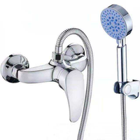 Ensemble de robinetterie de douche pluie noir poli en alliage de zinc à deux trous, personnalisable rapidement, de haute qualité, avec flexible souple, eau chaude et froide