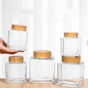 180ml 280ml 360ml 750ml Wooden Cap Glass Honey Bottle Glass Container Jar for chili sauce,pickle,jam canned bottle