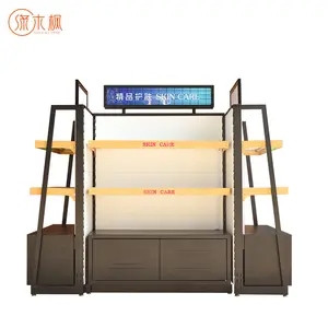 Hot Sale Fully Assembled Cosmetics Store Cabinet Lockable Standing Cosmetics Display Showcase With Nice Logo
