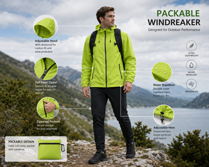 Custom <strong>Packable</strong> Windbreaker <strong>Jacket</strong> Lightweight Waterproof Foldable Hooded Promotional Outdoor <strong>Jacket</strong> for Men and Women - Product Image 3