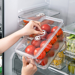 Food Storage Box Rectangle Transparent With Lid And Handle For Fridge Vegetable Fruit Preservation Organizer - Product Image 2