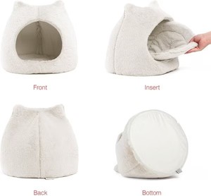<span class=keywords><strong>Lit</strong></span> de chat et de chien couvert de <span class=keywords><strong>cabane</strong></span>, gris, standard, petits textiles doux, support confortable pour Petsr et <span class=keywords><strong>lit</strong></span> de chat en peluche, blanc - Product Image 3