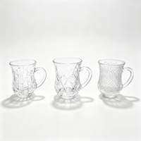 Tasse à thé en verre gaufré avec poignée, 5 oz, style moyen-oriental, petite tasse à café pour la maison et les restaurants, logo personnalisé disponible